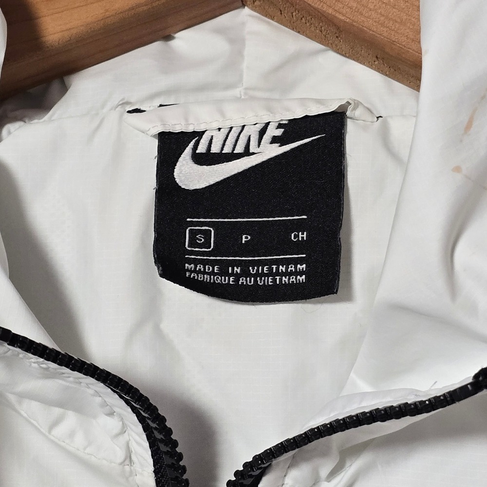 Nike Windrunner Jacket White Black Full Zip‎ Hooded Lightweight Women Size S Gym - Picture 3 of 10